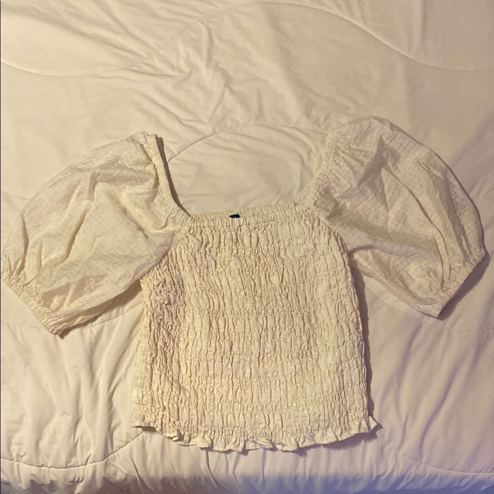 Old Navy Cream Puff Sleeve Smocked Blouse